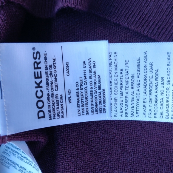 Dockers texture mini diamond V neck sweater color burgundy size XXL - Picture 11 of 12
